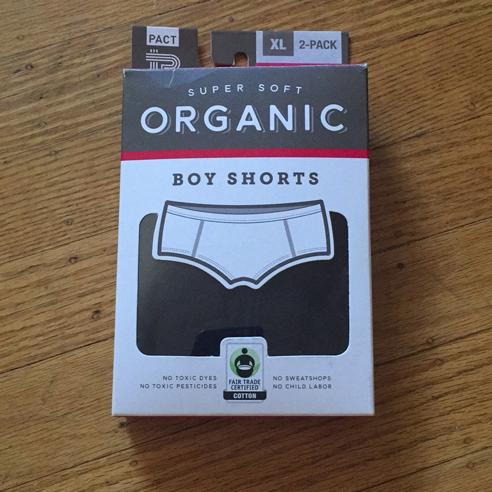 PACT XL boy shorts black 2pack organic underwear